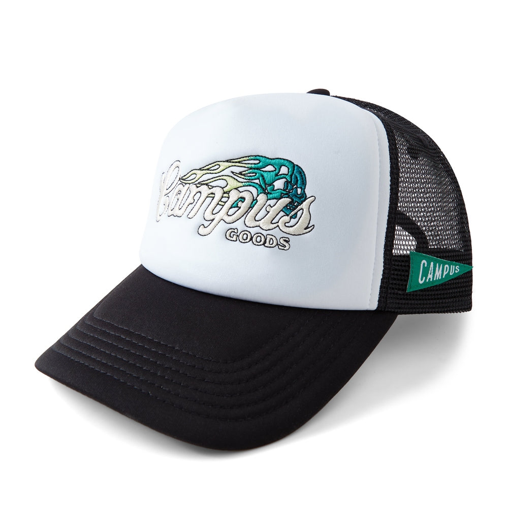 Road Trip Trucker Snapback Hat (Black/White)